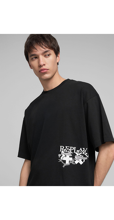 オーバーフィット REPLAY X MARTIN GARRIX ロゴ&グラフィックTシャツ 詳細画像 ブラック 5
